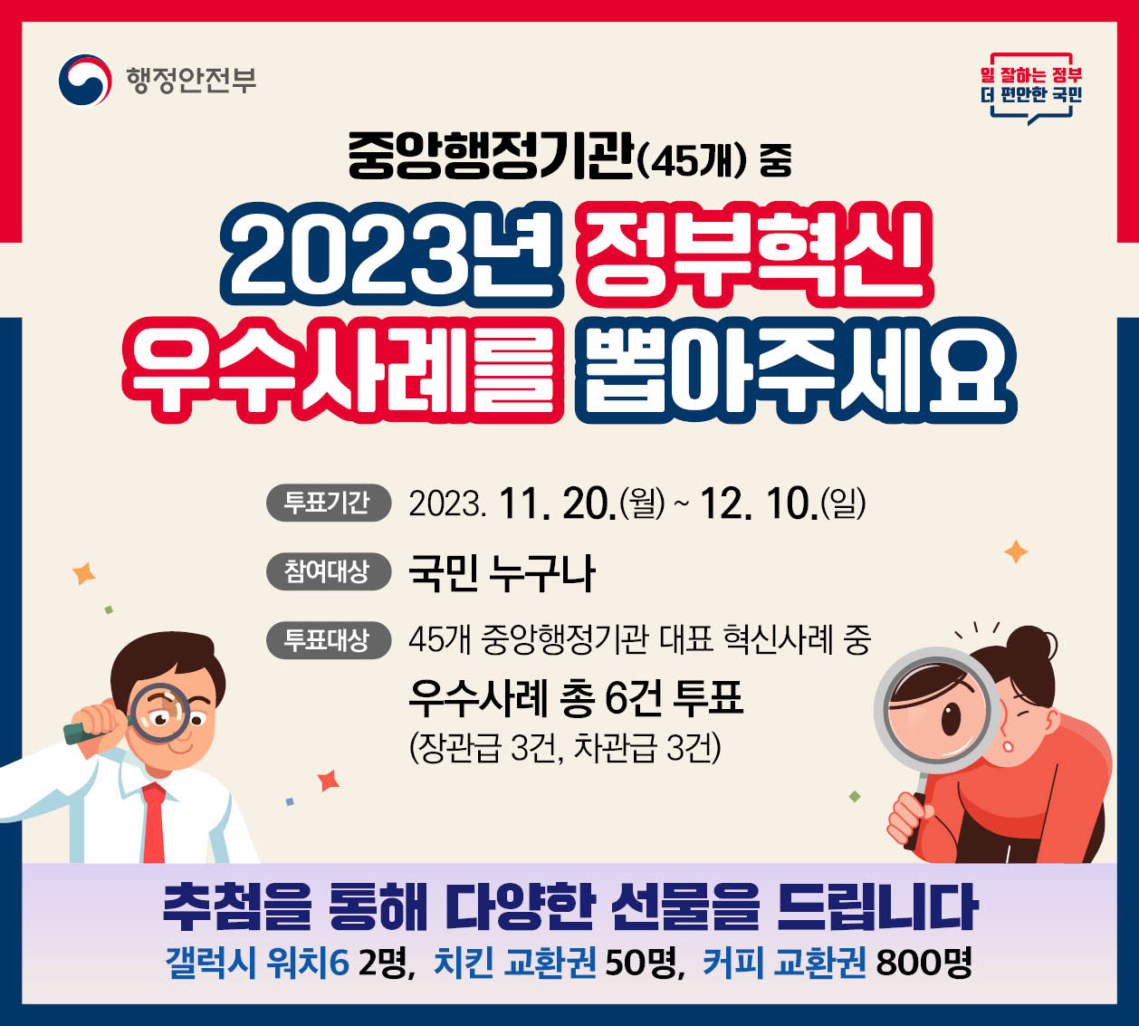 2023년 정부혁신 국민체감도 온라인 투표 2023.11.20~2023.12.10